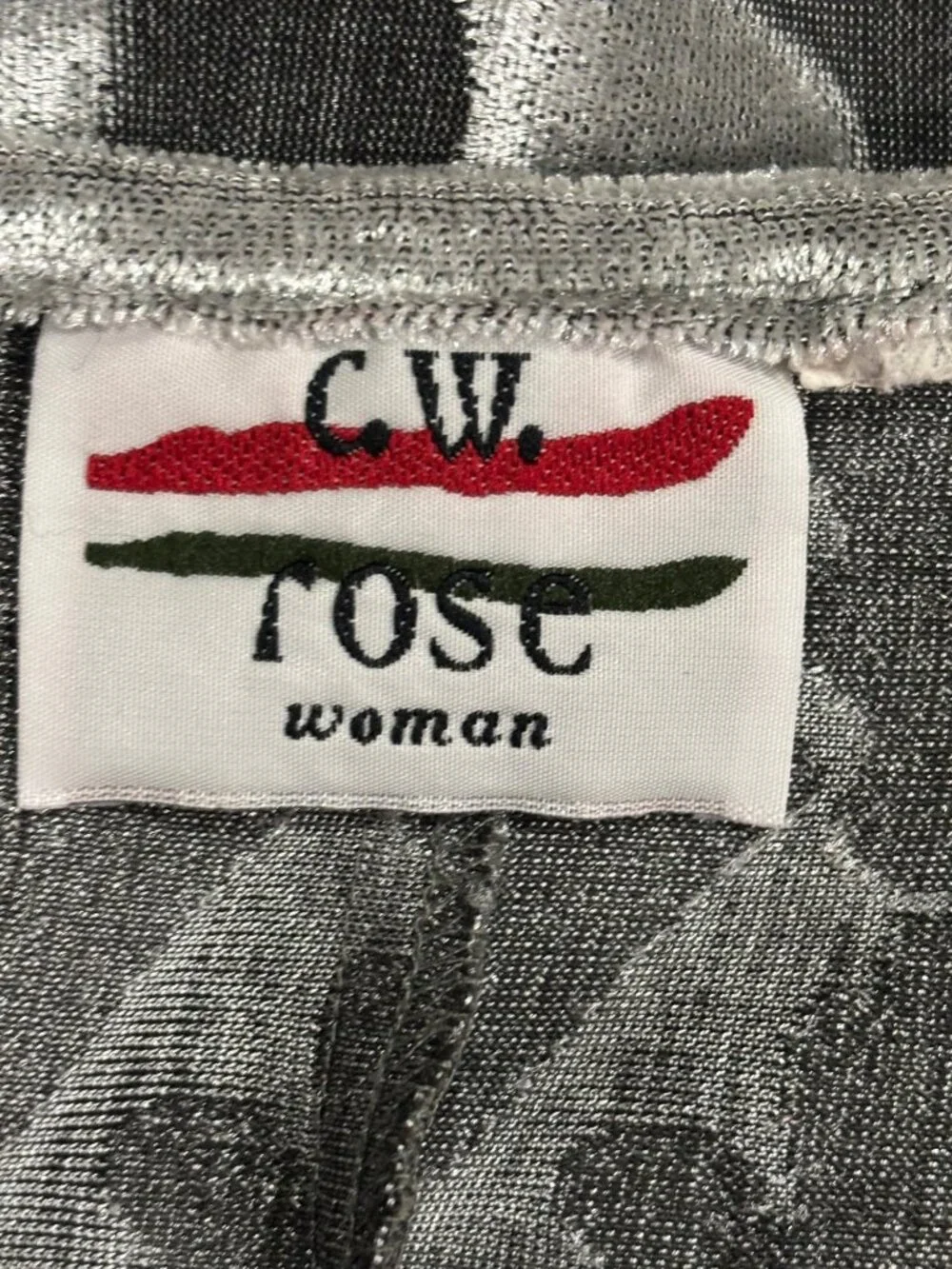 Vintage CW Rose Woman Silver Floral Metallic Maxi Dress Boho Art to Wear XL - Picture 7 of 9